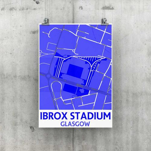 Ibrox Stadium Geo Poster A3 Size