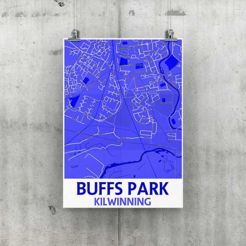 Buffs Park Kilwinning Geo Poster A3 Size