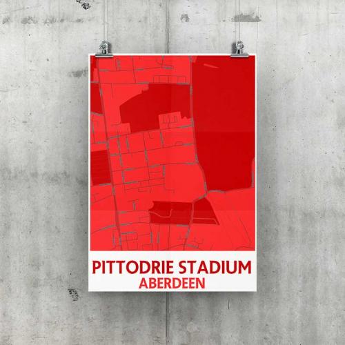 Pittodrie Stadium Aberdeen Geo Poster A3 Size