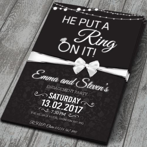 100 Personalised Engagement Party Invitations, Invites, with Colour Envelopes